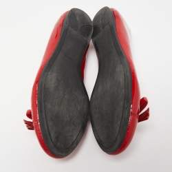 Prada Red Patent Leather Bow Ballet Flats Size 38