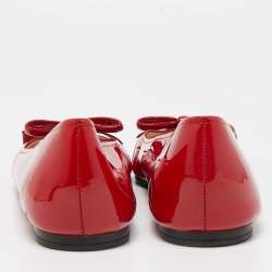 Prada Red Patent Leather Bow Ballet Flats Size 38