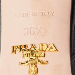 Pre Owned Prada Black Patent Leather Bow Slingback Pumps Size 36.5
