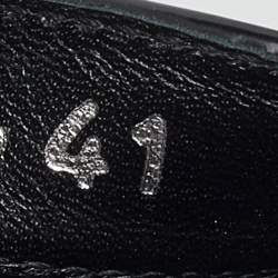 Prada Black Brushed Leather Monolith Platform Sandals Size 41