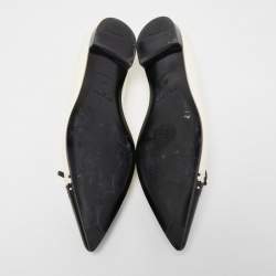 Pre Owned Prada Cream/Black Patent Leather Ballet Flats Size 38