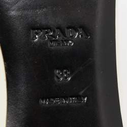 Pre Owned Prada Cream/Black Patent Leather Ballet Flats Size 38