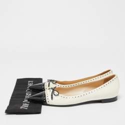 Pre Owned Prada Cream/Black Patent Leather Ballet Flats Size 38