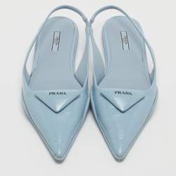 Prada Blue Leather Slingback Flats Size 39.5