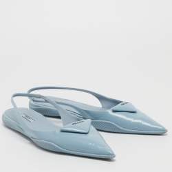 Prada Blue Leather Slingback Flats Size 39.5
