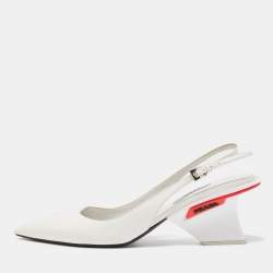 Prada White Patent Leather Slingback Pumps Size 39.5