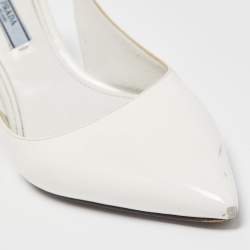 Prada White Patent Leather Slingback Pumps Size 39.5