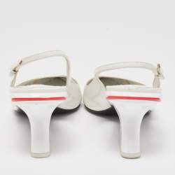 Prada White Patent Leather Slingback Pumps Size 39.5