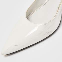 Prada White Patent Leather Slingback Pumps Size 39.5