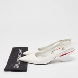 Prada White Patent Leather Slingback Pumps Size 39.5