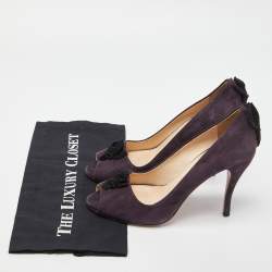 Prada Purple Suede Peep Toe Pumps Size 39