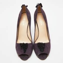 Prada Purple Suede Peep Toe Pumps Size 39