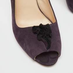 Prada Purple Suede Peep Toe Pumps Size 39
