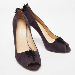 Prada Purple Suede Peep Toe Pumps Size 39
