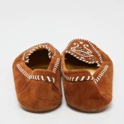 Pre Owned Prada Brown Suede Slip-On Loafers Size 39.5