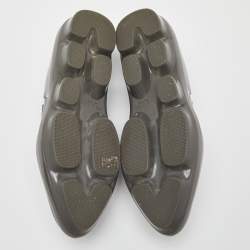 Pre Owned Prada Green/Grey Leather and Rubber Penny Platform Loafers 39.5