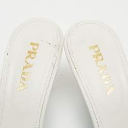 Pre Owned Prada White Quilted Leather Slide Sandals Size 41 