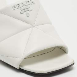 Pre Owned Prada White Quilted Leather Slide Sandals Size 41 