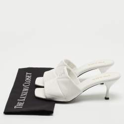 Pre Owned Prada White Quilted Leather Slide Sandals Size 41 