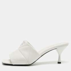 Pre Owned Prada White Quilted Leather Slide Sandals Size 41 