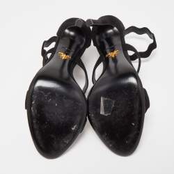 Prada Black Suede Strappy Ankle Wrap Sandals Size 41