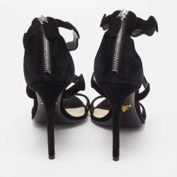 Prada Black Suede Strappy Ankle Wrap Sandals Size 41