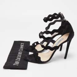 Prada Black Suede Strappy Ankle Wrap Sandals Size 41