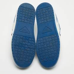 Pre Owned Prada Blue/White Leather Downtown Low Top Sneakers Size 36.5
