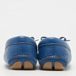 Pre Owned Prada Blue Leather Slip On Loafers Size 38