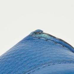 Pre Owned Prada Blue Leather Slip On Loafers Size 38