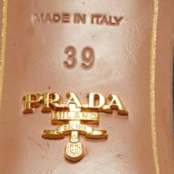 Pre Owned Prada Black Saffiano Vernice Leather Slide Sandals Size 39