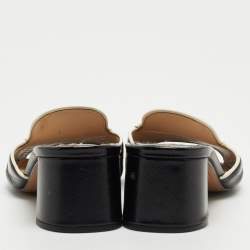 Pre Owned Prada Black Saffiano Vernice Leather Slide Sandals Size 39