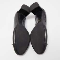 Pre Owned Prada Black Patent Leather Bow Block Heel Pumps Size 37.5