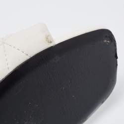 Prada White Quilted Leather Logo Slides Size 40