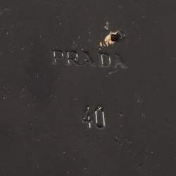 Pre Owned Prada Silver/Mint Green Leather and Satin Bow Platform Sandals Size 40