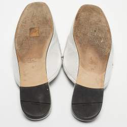 Pre Owned Prada Silver Leather Flat Mules Size 41