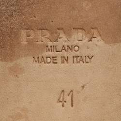 Pre Owned Prada Silver Leather Flat Mules Size 41