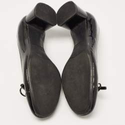 Pre Owned Prada Black Patent Leather Block Heel Pumps Size 35