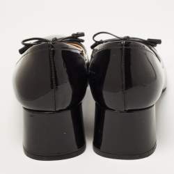Pre Owned Prada Black Patent Leather Block Heel Pumps Size 35