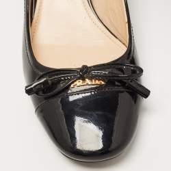 Pre Owned Prada Black Patent Leather Block Heel Pumps Size 35