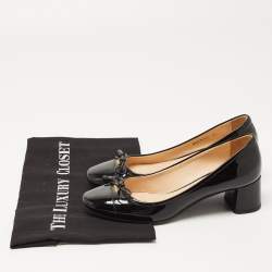 Pre Owned Prada Black Patent Leather Block Heel Pumps Size 35
