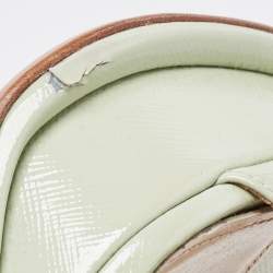 Prada Mint Green Saffiano Leather Platform Ankle Strap Sandals Size 39