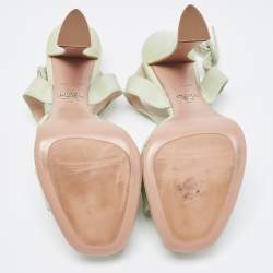 Prada Mint Green Saffiano Leather Platform Ankle Strap Sandals Size 39