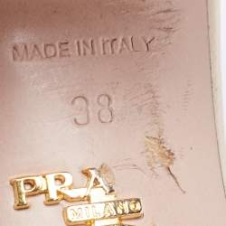 Prada Beige Patent Leather Slide Sandals Size 38