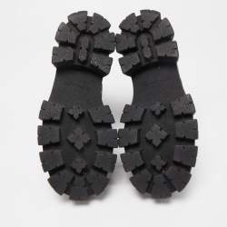 Pre Owned Prada Black Leather and Nylon Combat Boots Size 40