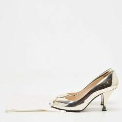 Prada Metallic Gold Leather Peep Toe Pumps Size 39