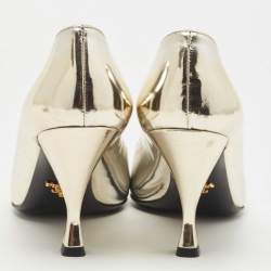 Prada Metallic Gold Leather Peep Toe Pumps Size 39