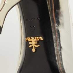 Prada Metallic Gold Leather Peep Toe Pumps Size 39