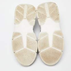 Pre Owned Prada Black Knit Fabric and Leather Logo Low Top Sneakers Size 38