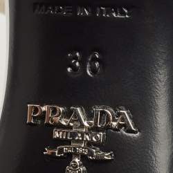 Pre Owned Prada White Patent Leather Elastic Strap Open Toe Pumps Size 36